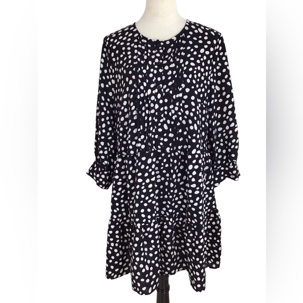 Who What Wear Pleated Polka Dot Tiered Babydoll Dress Size XXL
